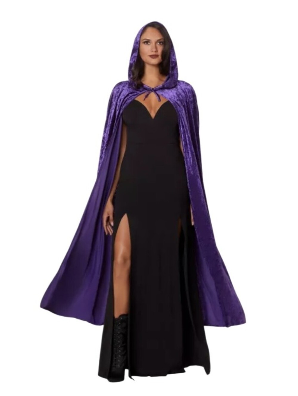 Purple Velvet Hooded Cape Women's One Size Fits Most Costume Witch Coven